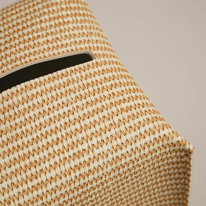 OLETHA Square Tissue Box Cover - Aesthetic Desk Decor for Room, Home & Office - Tissues Cube Boxes Holder - Rattan Textured