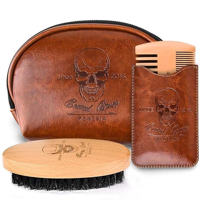 Menesia Beard Brush and Comb set for Men