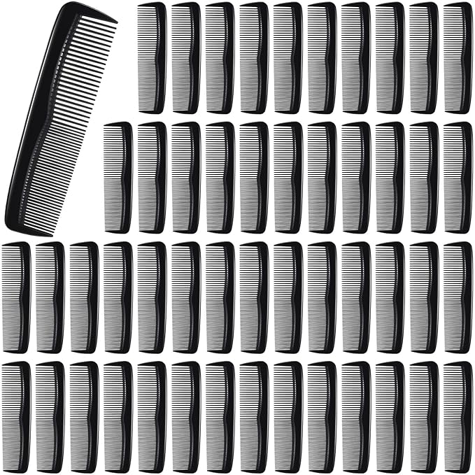 Didaey 50 Pcs Pocket Combs for Men 5 Inch Cutting with Wide and Fine Teeth Plastic Professional Barber Haircut Small Anti Static Combs for Women Grooming Accessories for Beard(Black)