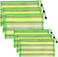 CarryEpic Mesh Bags with Zipper (6 Pack), Nylon Makeup Bag Cosmetic Pouches Travel Organizer Case for Purse Diaper Bag Home Organizing Striped Multi Size Green