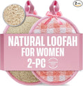 CraftsOfEgypt Egyptian Natural Loofah Body Scrubber Pads for Women, Double Sided Luffa Sponge for Face, Back & Body, Bath Shower Loofa Washcloths, Gentle Skin Smoothing, 2 Count (1 Pack)