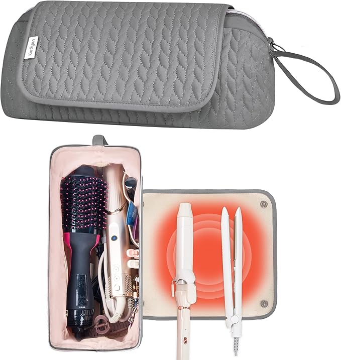 KarSyon Hair Tools Travel Bag with Hot Tool Mat 2 in 1 Organizer Bags