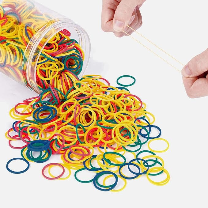 HOYOLS 3/4 Inches Colorful Rubber Bands for Hair Ties Reusable Elastics Ponytail Holders for Girls Thick Hair Mini Braids No Damage Office Supplier 600 Pcs (M)