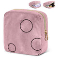 SIDESUGAR Period Bag for Teen Girls - Shark Week Pouch - Corduroy Portable Sanitary Pad Bags - Holds 6-10 Pads - Pink