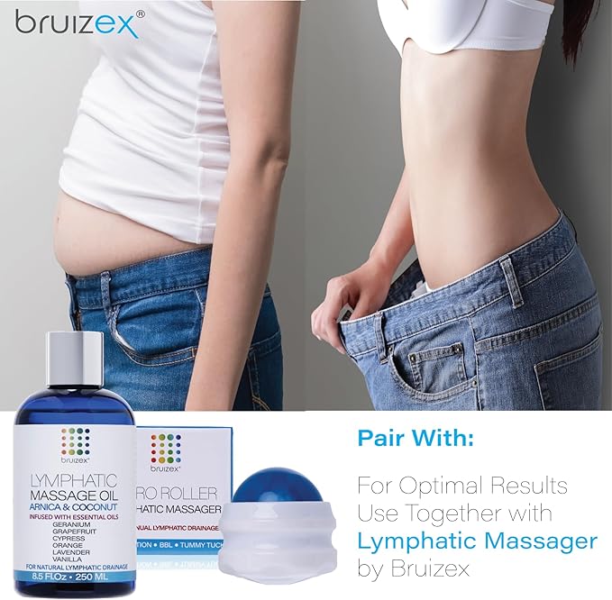 Lymphatic Drainage Massage Oil for Massage Therapy - Arnica & Coconut Oil for Post Surgery Recovery & Lymphatic Drainage Massager, Liposuction, 360 Lipo, BBL, Tummy Tuck Procedure,Moisturizing -8.5 Oz