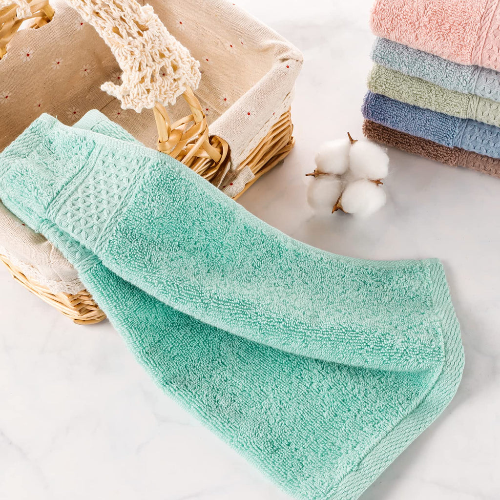 Chiicol Washcloths for Body and Face - Absorbent Bath Towels Bulk Set, 100% Cotton Hotel Towels for Bathroom. Durable,Soft Wash Rag (Multicolor, Pack of 12)