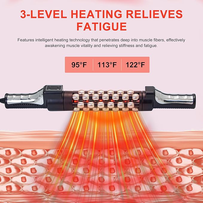 Elitzia Handheld Deep Tissue Massager with Heat - 3 Speed for Pain Relief, Promotes Blood Circulation & Muscle Relaxation 3 Temp Settings (95F/113F/122F) ETDH010