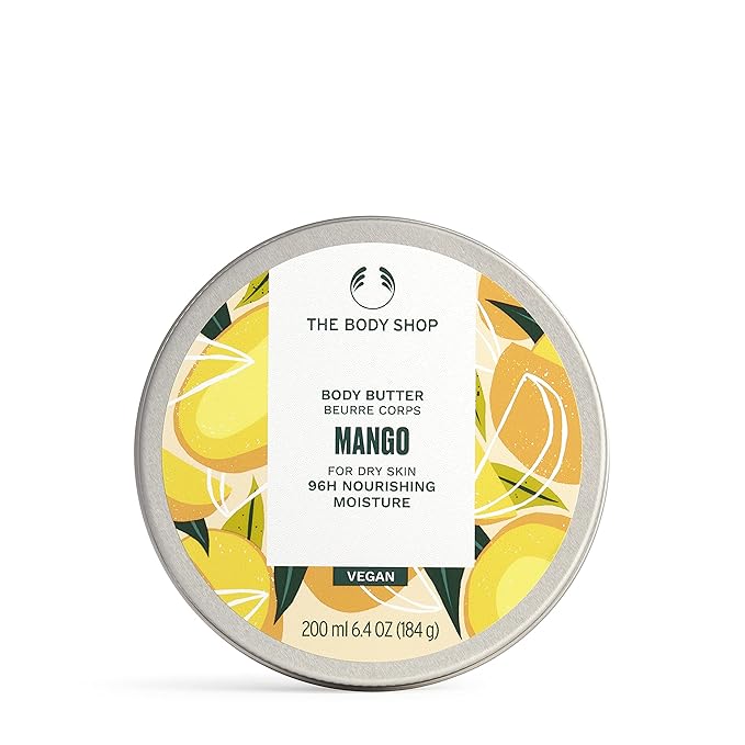 The Body Shop Body Butter | 96hr Nourishing Moisture for Dry Skin | Non-Greasy with Shea Butter for Smoother Softer Skin, Vegan, 200 ml / 6.4 oz (Mango)