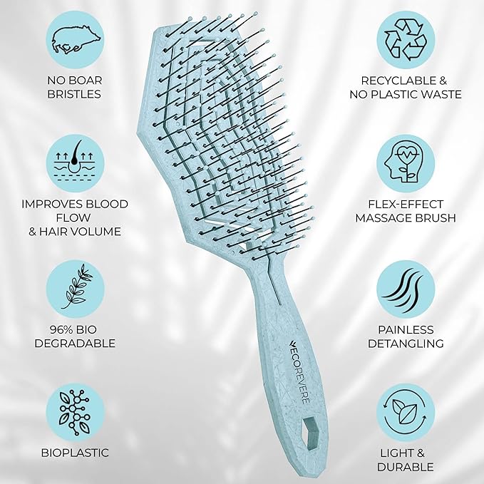Detangler Brush for Women, Men & Kids - Anti-Static Hair Brush - Vented with 360 Flex Gently Removes Knots, Dry & Wet Use for Thick, Fine, Natural & Curly Hair