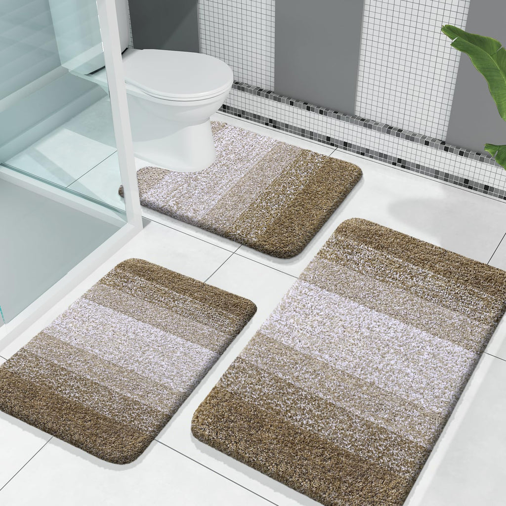 OLANLY Microfiber Bathroom Rugs Sets 3 Piece, 30"x20"+24"x16"+24"x20"