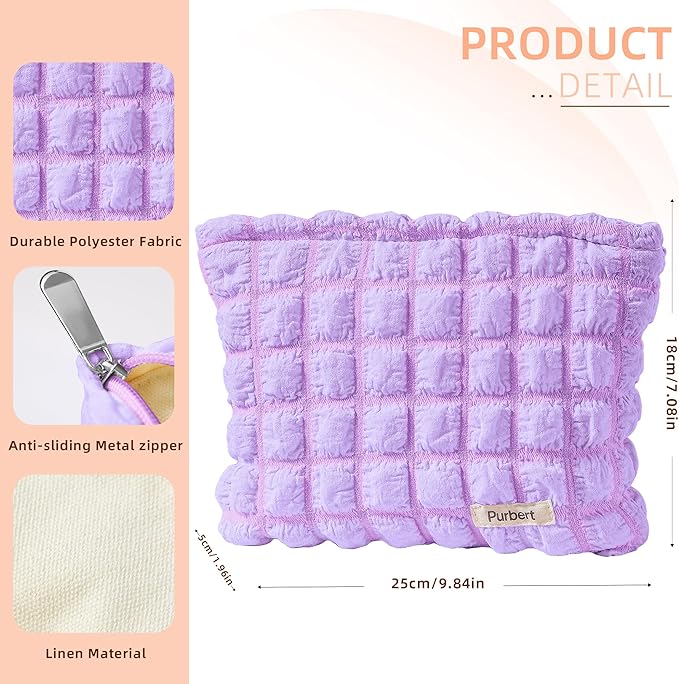 Purbert Bubble Cloud Makeup Bag - Large Capacity Travel Cosmetic Organizer