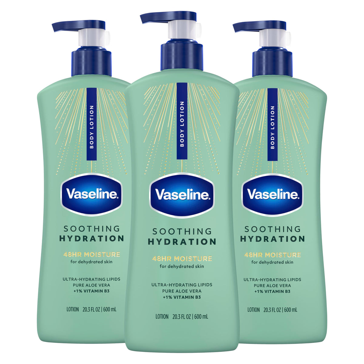Vaseline Soothing Hydration Body Lotion with Aloe Vera Extract 20.3oz 3ct