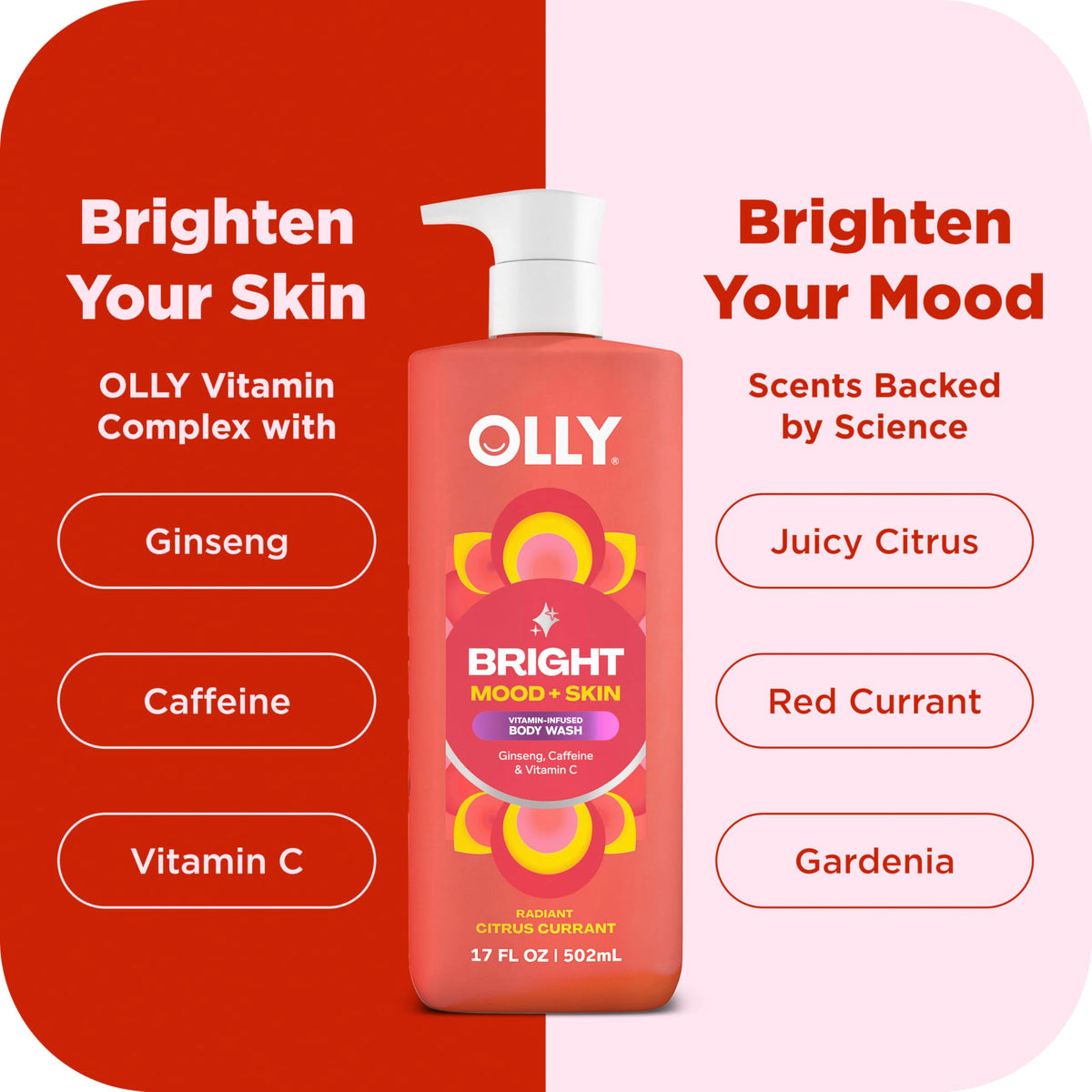 OLLY Body Wash & Body Scrub Mini pack 4 Count 3 oz