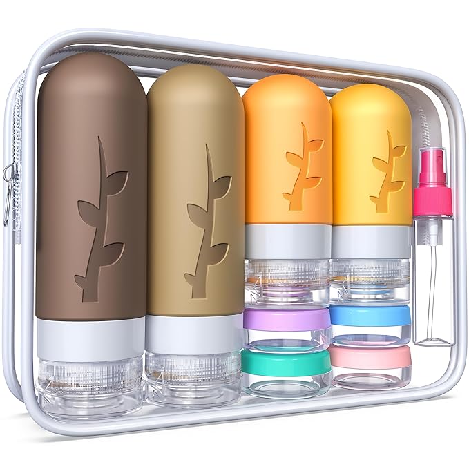 Tocelffe Travel Containers for Toiletries, 18pack TSA Approved Size Containers for Toiletries,travel bottles for Toiletries,travel Jars or Personal Essentials