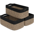 Goodpick Storage Baskets, Small Baskets for Organizing Gift Basket Empty Woven Rope Basket for Shelves Closet Organizer Bins for Towels 3 Pack, Black & Jute, 11 x 7 x 4.5 in