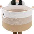 90L Large Blanket Basket,21.7"L x 21.7"W x 13.8"H Rope Woven Baskets with Handles, Toys Storage Bins,Laundry Basket Perfect for Living Room, Nursery,Bedroom,Home Organization,Yellow