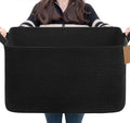 Goodpick Woven Storage Baskets for Organizing 22”x17”x12” Large Blanket Basket for Living Room Bedroom, Rectangle Nursery Baby Toy Storage Basket for Kids Boys, Black