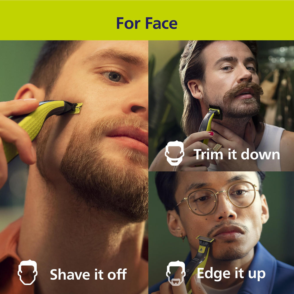 Norelco Philips OneBlade 360 Hybrid Face Trimmer and Shaver, 5 Length Comb