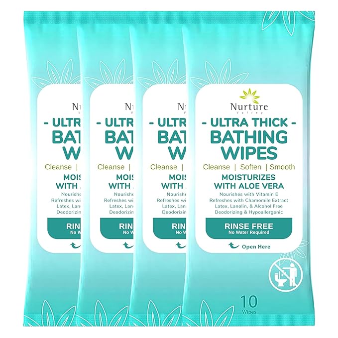 Nurture XL Ultra Thick Body Wipes for Adults with Aloe No Rinse Cleansing