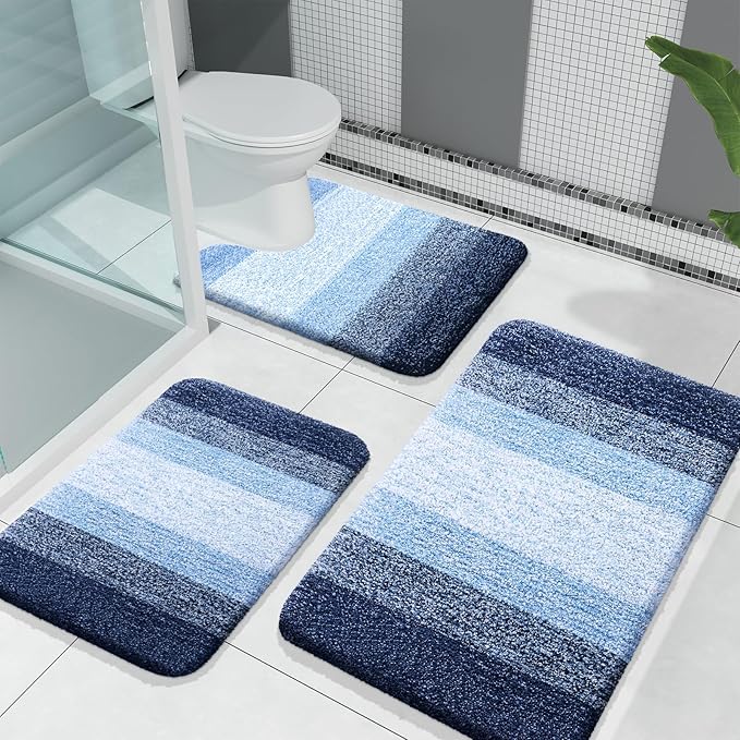 OLANLY Microfiber Bathroom Rugs Sets 3 Piece, 30"x20"+24"x16"+24"x20"