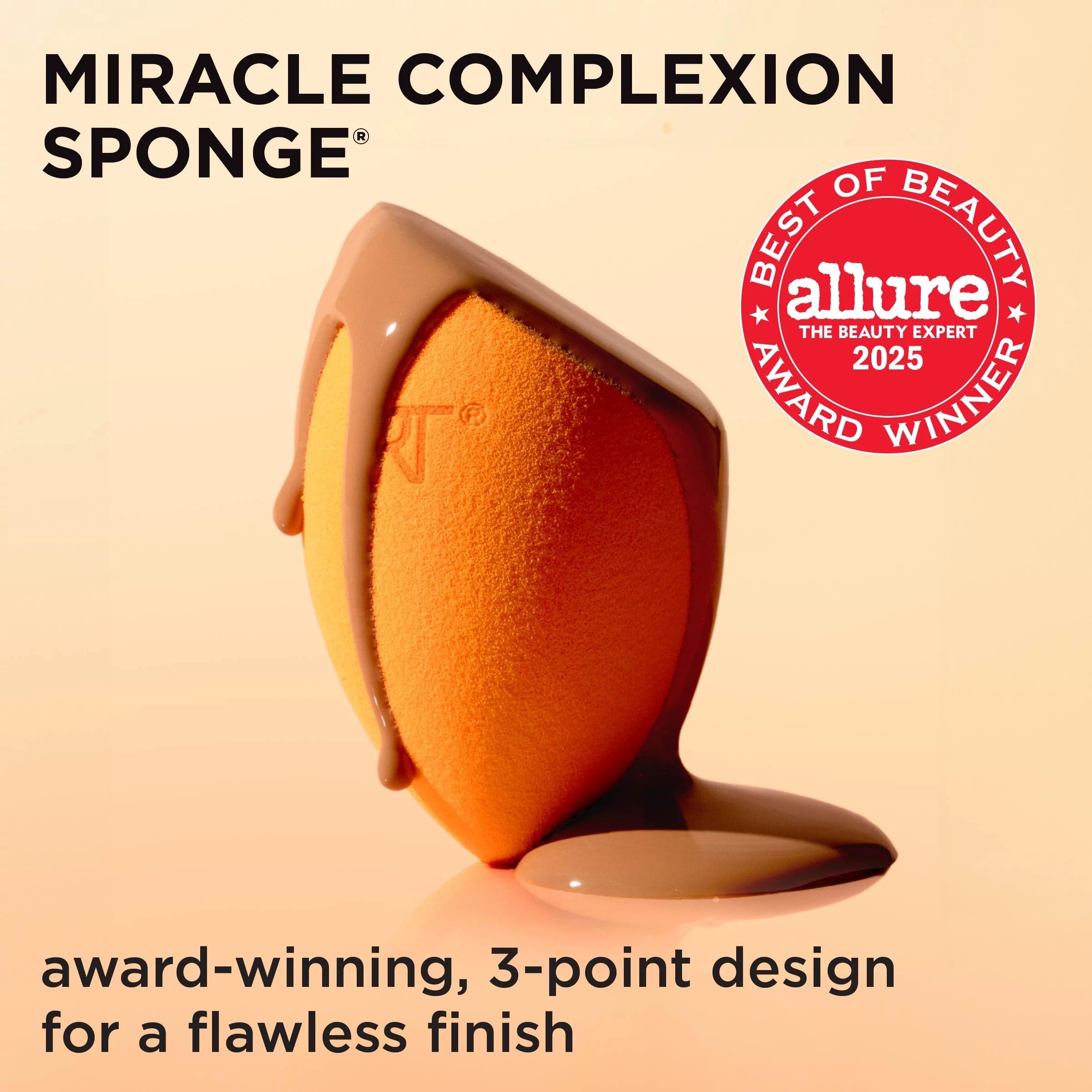 Real Techniques 6 Pack Assorted Makeup Blending Sponges, 3 Miracle Makeup Sponges, For Blending, Baking, And Setting, Use With Foundation & Powder, Dewy or Matte Finish, Cruelty-Free