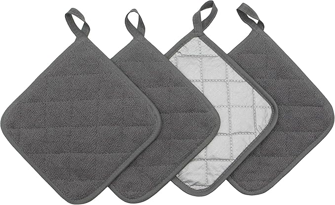 GQZLUCK Cotton Pot Holders, Hot Pads for Kitchen,Set of 4, Grey