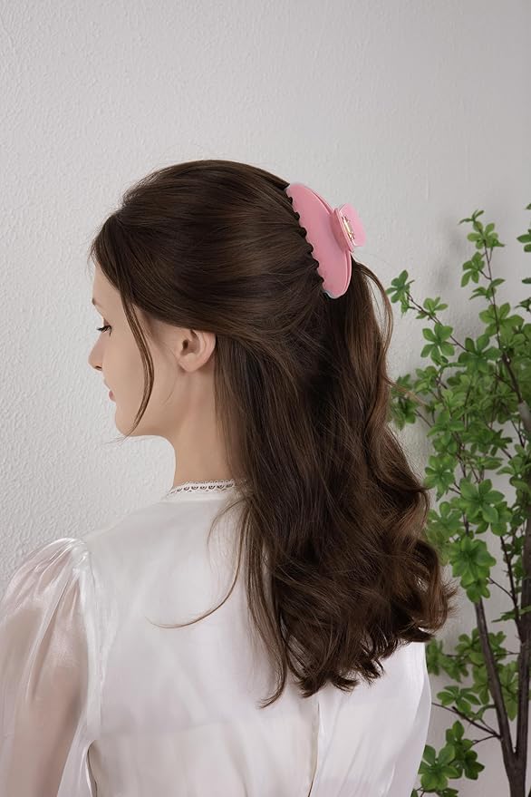 OideGuiing Durable Acetate Hair Clips - 4-Inch Jam Color Claw Clips for Fine and Thick Hair (Pink)
