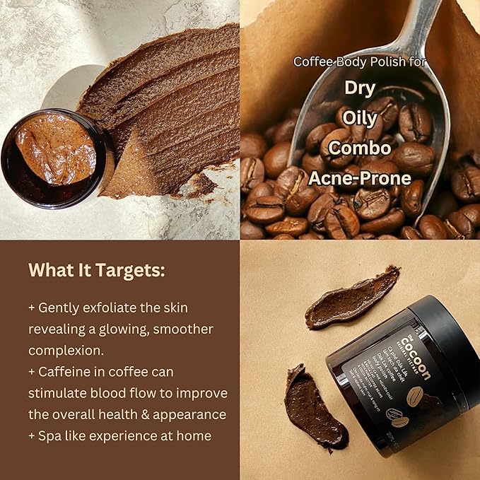 Cocoon Dak Lak Coffee Body Scrub with Refill Pouch, Exfoliating and Smoothing Coffee Body Polish for Soft, Radiant Skin, Vegan Body Exfoliator Set, 27 fl oz