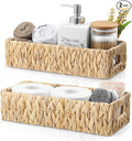 dreamkey Toilet Basket Tank Topper, Set of 2 Water Hyacinth Wicker Bathroom Storage Baskets, Back of Toilet Organizer for Toilet Paper, Towels, Toiletries, Hand Woven Nesting Baskets with Handles