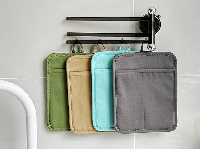 VEIKERY Oven Pot Holder with Pocket Cotton Heat Resistant Coaster Potholder Kitchen Hot Pad Oven Mitts for Cooking and Baking Square 7"x9" (Jasper, Silicone)