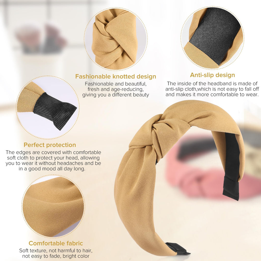 DiyJibb Headbands for Women Girls - 6PCS Stylish Top Knotted Headbands - Knotted Headband for Women - Head Bands Wide Hairband Hair Accessories