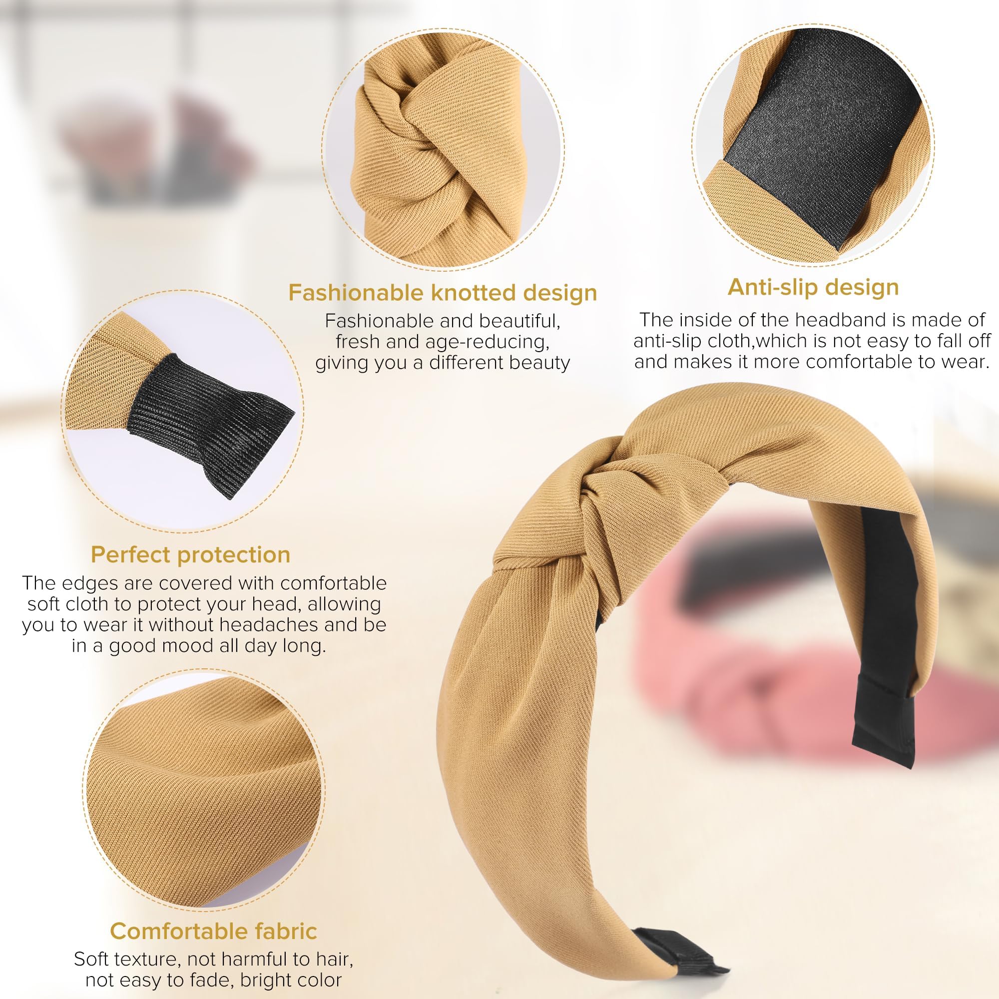 DiyJibb Headbands for Women Girls - 6PCS Stylish Top Knotted Headbands - Knotted Headband for Women - Head Bands Wide Hairband Hair Accessories