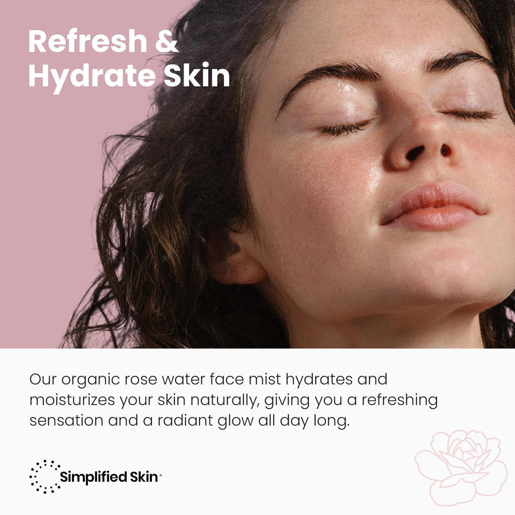 Simplified Skin Rose Water Spray for Face & Hair, Rosewater Mist Toner