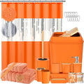 Bathroom Set- Bathroom Accessories Set with Sequin Shower Curtain Set Orange Bathroom Decor with Towel Set Bathroom Decor