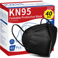 ChiSip KN95 Face Mask 40 Pcs, 5-Ply Cup Dust Safety Masks, Breathable Protection Masks Against PM2.5 for Men & Women, Black