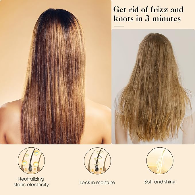 GAINWELL Bamboo Hair Brush for Hair Growth, Natural Bamboo Bristles Detangling Square Wooden Paddle Hairbrush for Massaging Scalp, for Women Men and Kids, for All Hair Types, with Ergonomic Handle