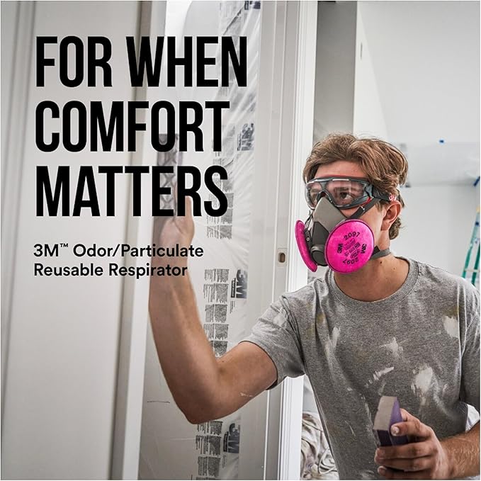 3M P100 Performance Mold & Lead Paint Removal Respirator, Medium Size, NIOSH-APPROVED P100 Rated Filter, Carbon Layer Helps Reduce Odor Nuisance, Lightweight, Adjustable Head Straps (6297P1-DC)