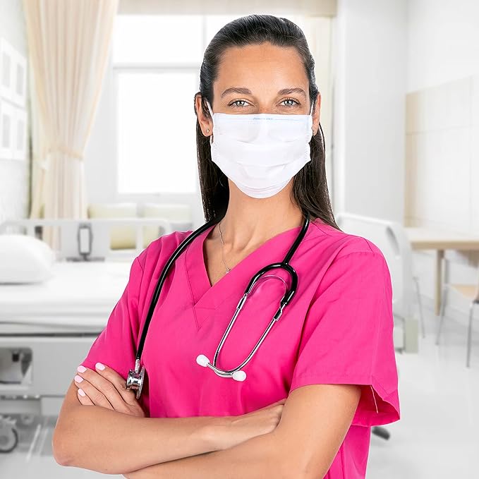 HALYARD FLUIDSHIELD 1 Fog-Free Disposable Procedure Mask,with SO SOFT Lining&SO SOFT Earloops,Pleat-Style,White,Level 1,41802