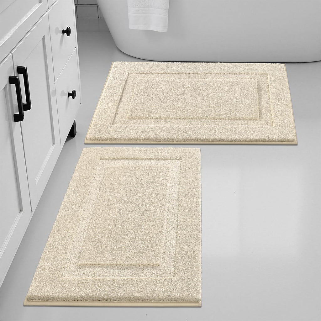 SHACOS Soft Microfiber Light Beige Bathroom Rugs Sets 2 Pieces 32x20 inch
