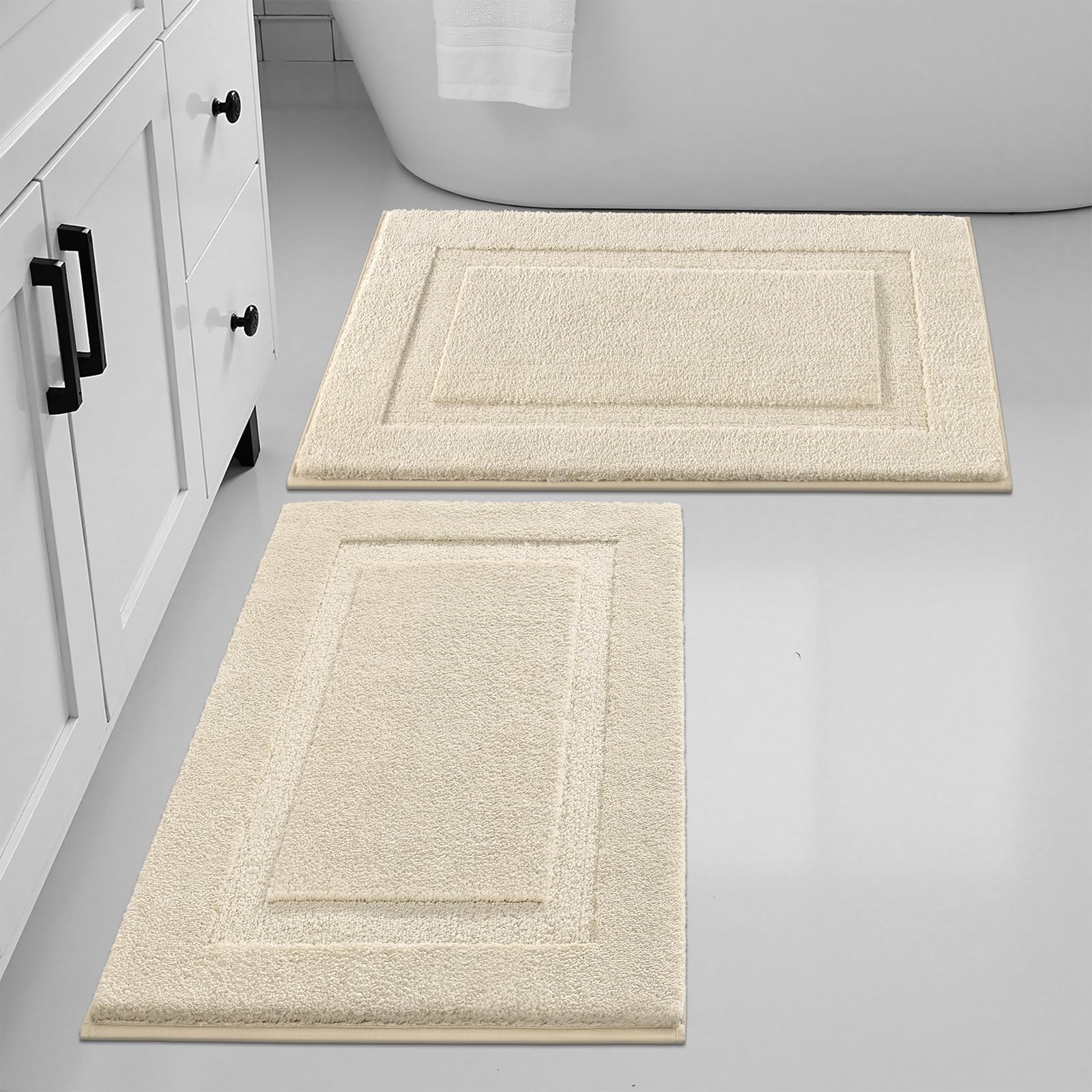 SHACOS Soft Microfiber Light Beige Bathroom Rugs Sets 2 Pieces 32x20 inch