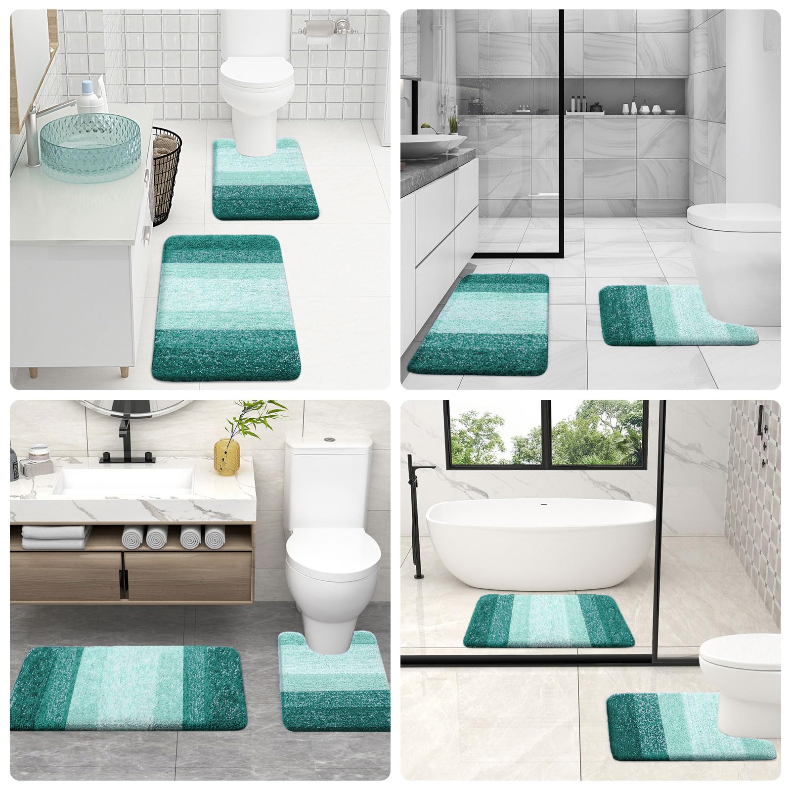 OLANLY Microfiber Bathroom Rugs Sets 3 Piece, 30"x20"+24"x16"+24"x20"