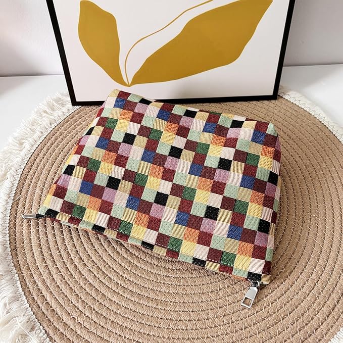 itgowisa Colorful Checkered Makeup Bag, Travel Makeup Pouch Purse Organizer