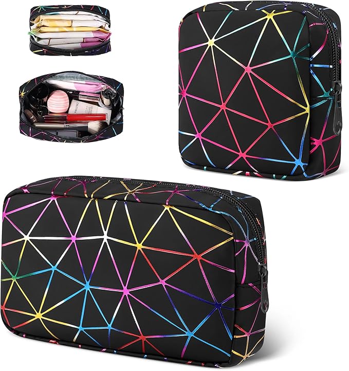 Likesing Period Bag for Teen Girls, Leather Sanitary Napkin Storage Bag, Portable Menstrual Pad Bag Period Pads Pouch, Small Make Up Bags(Colorful,Black)