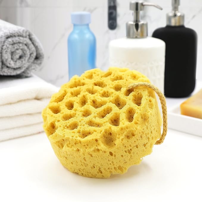 myHomeBody Bath Sponge, Foam Loofah, Shower Sponge for Body, Round, 3 Pack