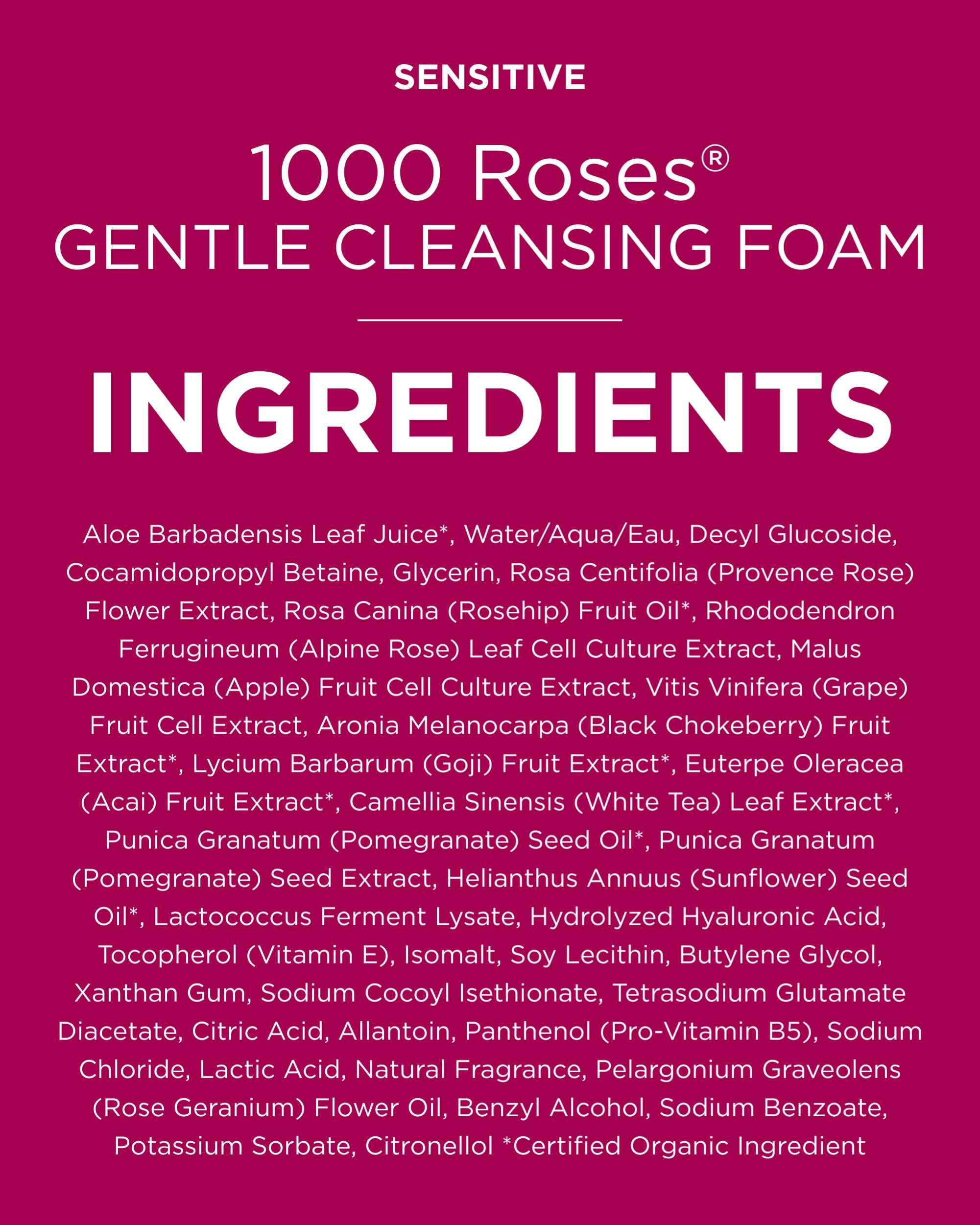 Andalou Naturals 1000 Roses Gentle Cleansing Foam | Foaming Face Wash with Rose Stem Cells & Organic Aloe Leaf Juice | Hydrating Daily Cleanser for Sensitive Skin | 5.5 fl oz