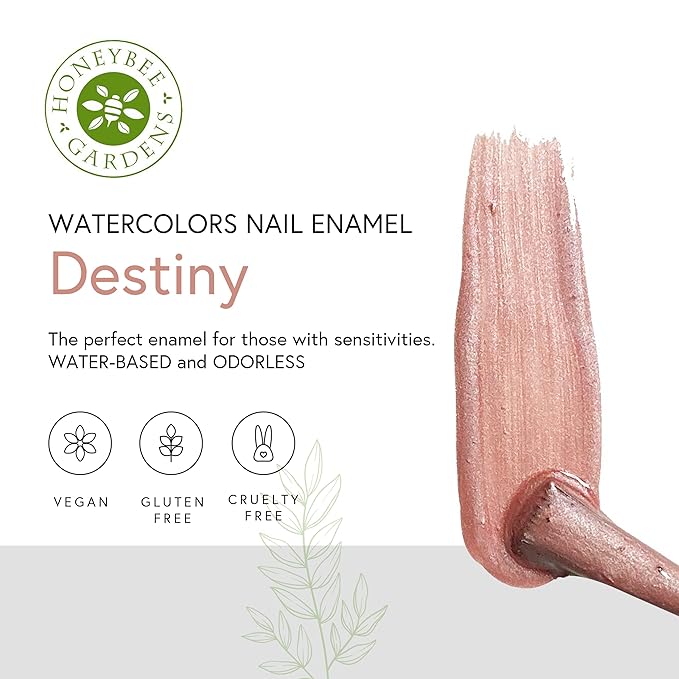 Honeybee Gardens Water Based Nail Polish Destiny - Iridescent Nude Pink Bronze Shimmer Nail Polish for Adults, Vegan Odorless Enamel Nail Color, Long Lasting Natural Nail Care Polish, 0.5 fl oz