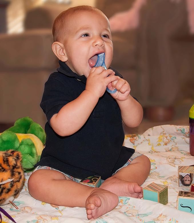 Brilliant Oral Care Baby’s First Toothbrush, Smooth Silicone Bristles Gently Clean Tender Teeth and Gums, for Ages 4+ Months, Clear, 1 Pack