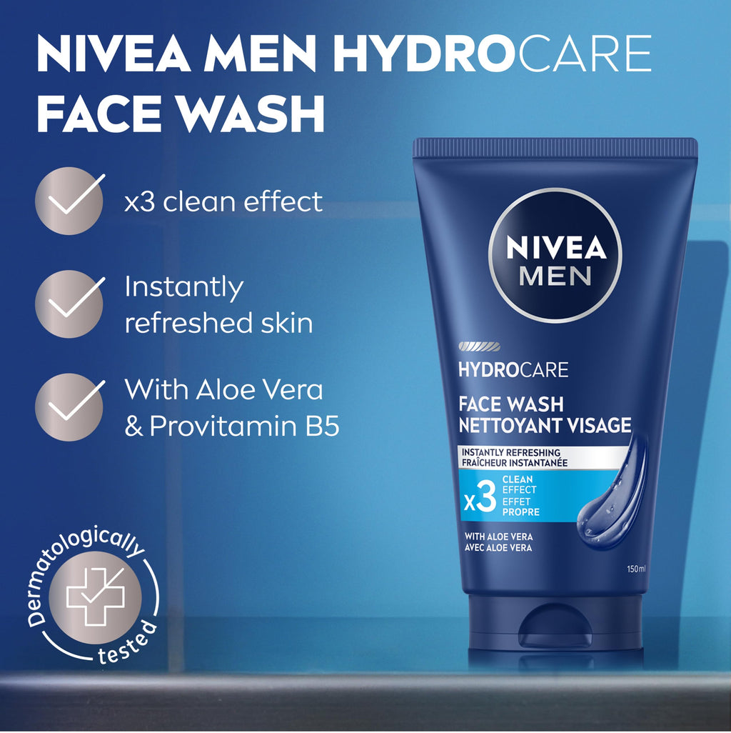 NIVEA MEN Maximum Hydration Face Wash, Provitamin B5 and Aloe Vera, 5 FL OZ