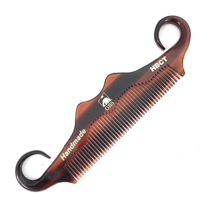 GENTS Handmade Portable Mustache Beard Comb Set - 2 Pocket Sized Foldable Fine Tooth Grooming Combs