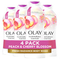Olay Body Wash for Women, Fresh Radiance, Refreshing & Renewing, Made with Plant Based Cleansers, B3 Botanical Complex, For All Skin Types, Strawberry & Mint Scent, 22 fl oz (Pack of 4)